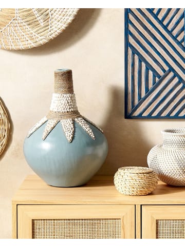 Beliani Dekovase SILAU in Blau/Beige - (W) 33 x (H) 43 x (L) 33 cm