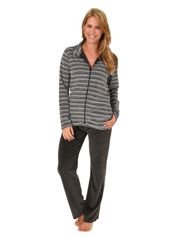 NORMANN Langer Nicky Hausanzug Jacke Reißverschluss - 44136 in dunkelgrau