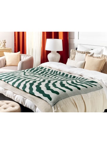 Beliani Kuscheldecke BARTAR in Grün/Weiß - (W) 130 x (H) 0.3 x (L) 180 cm