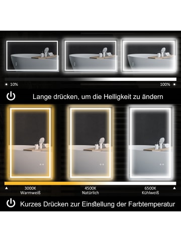 HOMCOM Badspiegel-100L x 60B x 3H cm-Silber