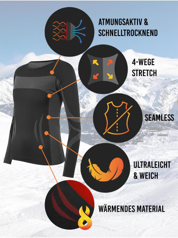 normani Unisex Thermounterhemd langarm in Schwarz/Grau