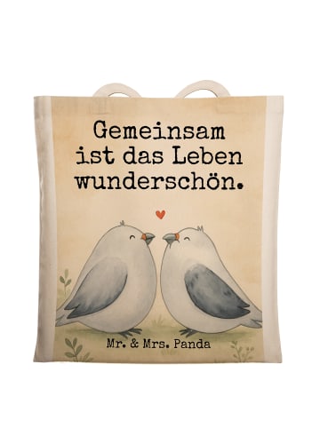 Mr. & Mrs. Panda Uni Tasche Tauben Liebe Design mit Spruch in Weiß