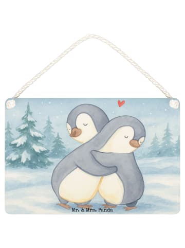 Mr. & Mrs. Panda Schild Pinguine Kuscheln Design ohne Spruch in Weiß