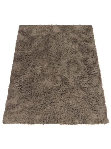 KADIMA DESIGN Hochflor Teppich Shaggy waschbar Unifarben Schlafzimmer in Taupe