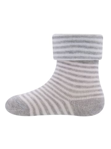 ewers 2er-Set Socken 2er-Set GOTS Ringel/Uni in 205143 grau mel./weiss