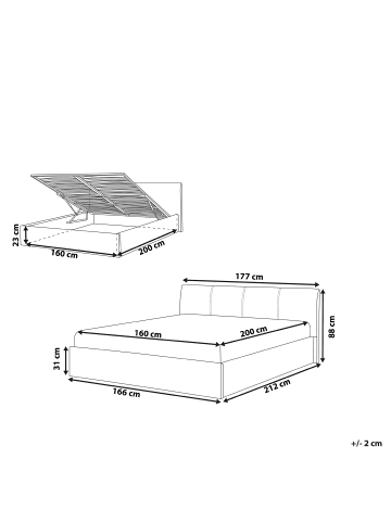 Beliani Doppelbett ORBEY in Beige - (W) 177 x (H) 88 x (L) 212 cm