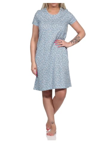 NORMANN Nachthemd Bigshirt kurzarm Herz Tupfen - 73289 in hellblau