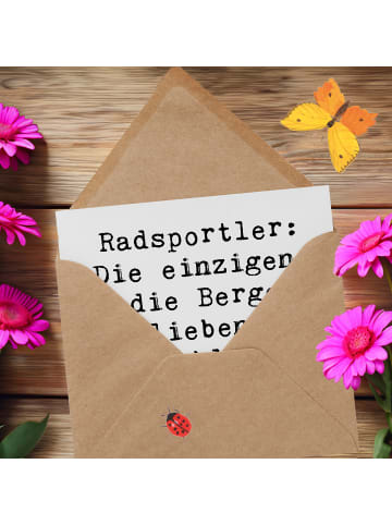 Mr. & Mrs. Panda Einladungskarte Spruch Radsport Berge mit Spruch in Weiß