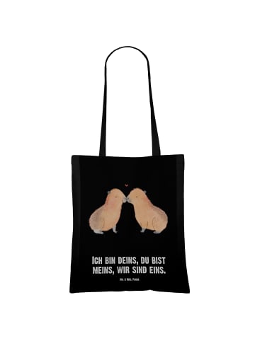 Mr. & Mrs. Panda Tragetasche Capybara Liebe mit Spruch in Schwarz