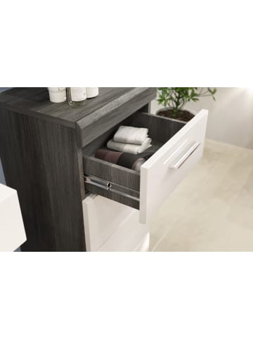 xonox.home Standschrank in Rauchsilber/weiß hochglanz - (B) 37 x (H) 88 x (T) 31