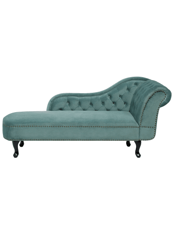 Beliani Chaiselongue NIMES in Grün/Dunkler Holzfarbton - (W) 169 x (H) 79 x (L) 65 cm