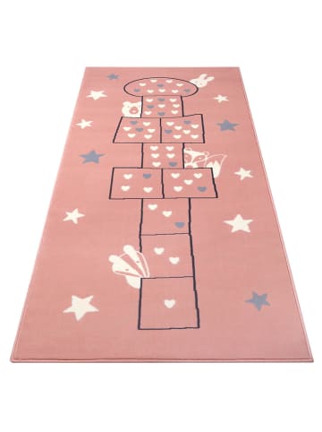 Hanse Home Kinderteppich Kurzflor Jump Hüpfekästchen Rosa