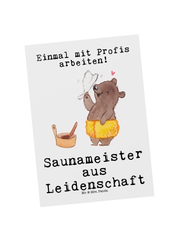 Mr. & Mrs. Panda Grußkarte Saunameister Leidenschaft mit Spruch in Weiß