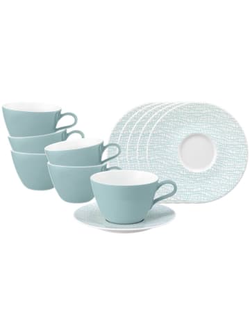 Seltmann Weiden 6er Set Milchkaffeetassen mit Untertassen Life Fashion in 370 ml in Green Chic