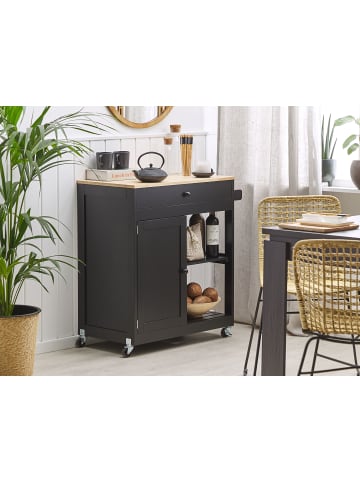 Beliani Servierwagen TRAPANI in Schwarz/Braun - (W) 75 x (H) 87 x (L) 44 cm