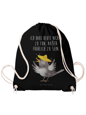 Mr. & Mrs. Panda Gymnastiktasche Rabe Sombrero mit Spruch in Schwarz