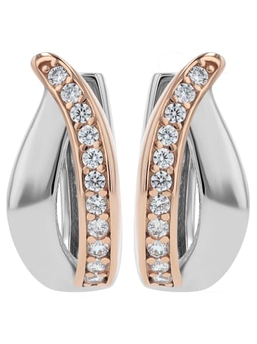 Adeliás Damen 925 Silber Ohrringe Creolen mit funkelnden Zirkonia in silber