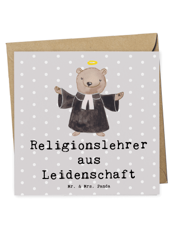 Mr. & Mrs. Panda Deluxe Karte Religionslehrer Leidenschaft mit S... in Grau Pastell
