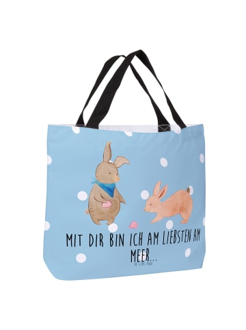 Mr. & Mrs. Panda Shopper Hasen Muschel mit Spruch in Blau Pastell