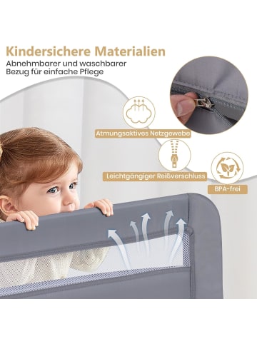 COSTWAY Bettgitter klappbar für Kleinkinder in Grau