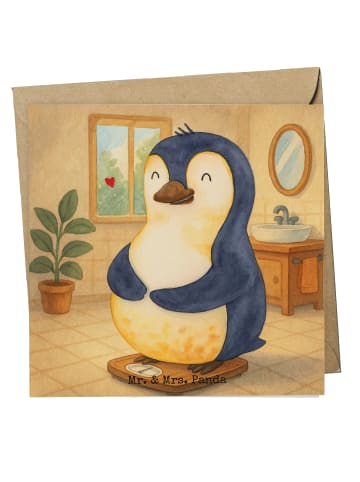 Mr. & Mrs. Panda Klappkarte Pinguin Diät Design ohne Spruch in Weiß