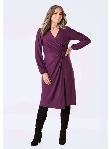 GOLDNER Elegantes Jerseykleid mit V-Ausschnitt in aubergine