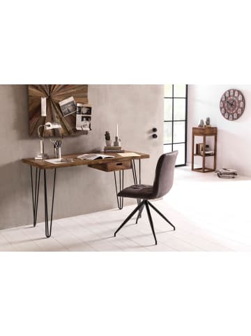 KADIMA DESIGN Retro-Schreibtisch BALU: Industrial Look, Schublade, Massives Sheeshamholz