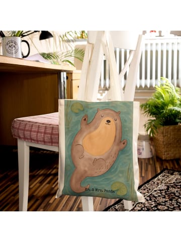 Mr. & Mrs. Panda Tote Bag Otter Umarmen Design ohne Spruch in Weiß