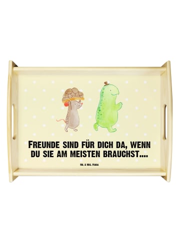 Mr. & Mrs. Panda Holz Tablett Schildkröte Maus mit Spruch in Gelb Pastell