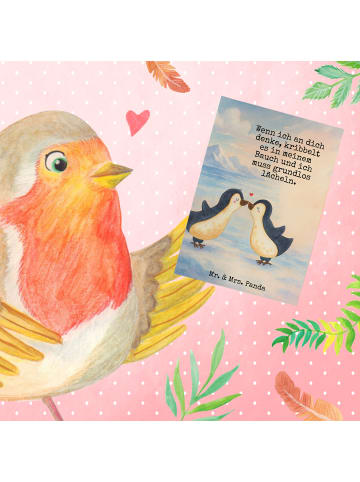 Mr. & Mrs. Panda Grußkarte Pinguine Kuss Design mit Spruch in Weiß