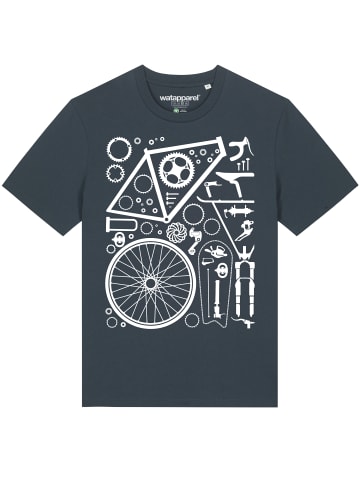 wat? Apparel T-Shirt Fahrradteile in India Ink Grey