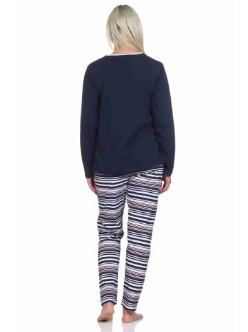 NORMANN langarm Schlafanzug Pyjama Oberteil Anker - 77340 in marine