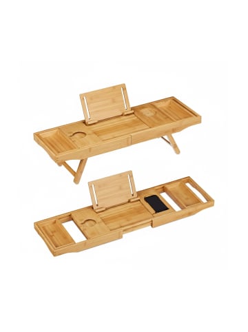 relaxdays Badewannenablage in Natur - (L)74,5-114 cm