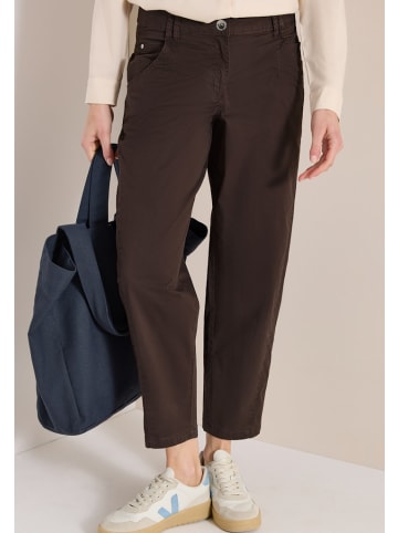 Cecil Mid Waist Barrel Leg Hose im Casual Fit in Braun