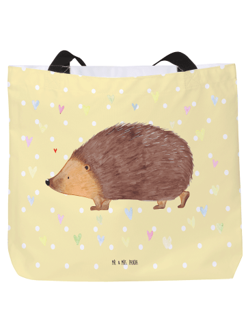 Mr. & Mrs. Panda Strandtasche Igel Herzen ohne Spruch in Gelb Pastell