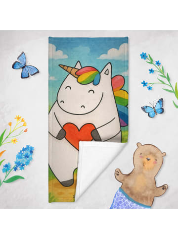 Mr. & Mrs. Panda Handtuch Einhorn Herz Design ohne Spruch in Weiß