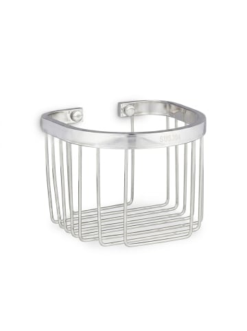relaxdays Duschablage in Silber - (B)16 x (H)11,5 x (T)16 cm