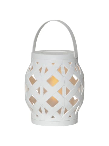 STAR Trading LED Outdoor-Laterne ,Flame Lantern, Batterie und Timer, weiß, 16cm, Ø