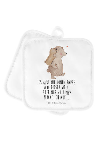 Mr. & Mrs. Panda Ofenhandschuhe Papa Bär mit Spruch in Weiß