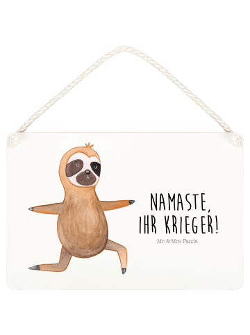 Mr. & Mrs. Panda Deko Schild Faultier Yoga mit Spruch in Weiß