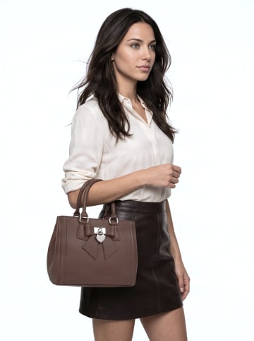 Cluty Handtasche Solcuore echt Leder in dunkelbraun