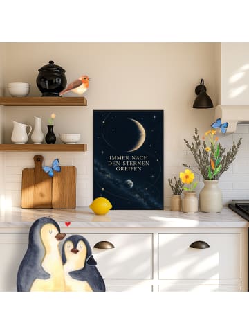 Mr. & Mrs. Panda Poster Mond elegant Design mit Spruch in Weiß