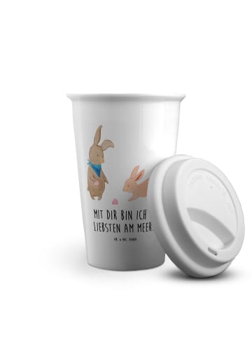 Mr. & Mrs. Panda To Go Becher Hasen Muschel mit Spruch in Weiß