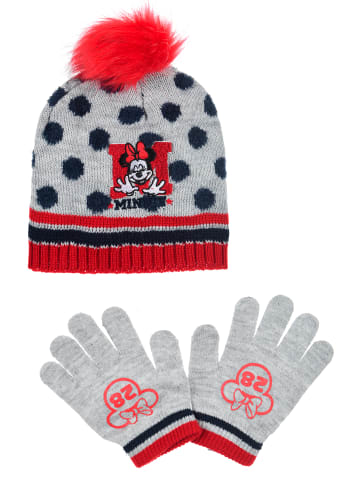 Disney Minnie Mouse 2tlg. Set: Mütze und Handschuhe in Grau