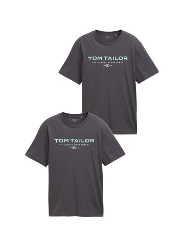 Tom Tailor 2er-SET T-Shirt mit Aufdruck The Casual Department 1962 in Dunkelgrau