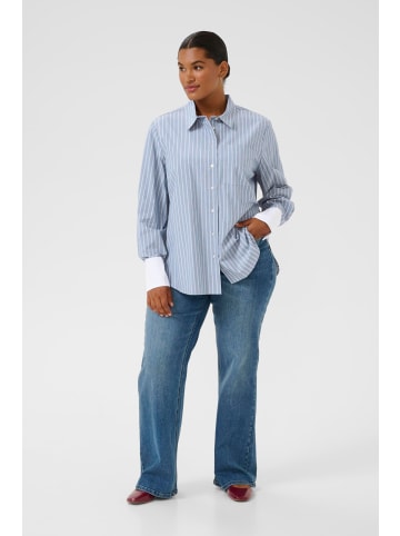 KAFFE curve Langarm - Hemd KCmelina Loose fit in Windward blue melange stripe