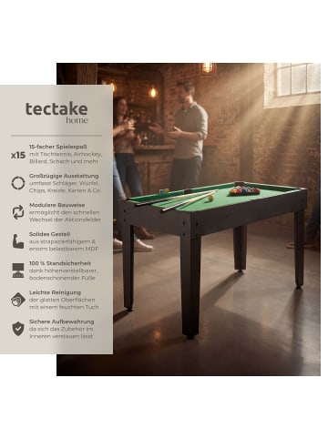 tectake Multigame-Tisch, umfangreiches Zubehörset, 125 x 123 x 83 cm
