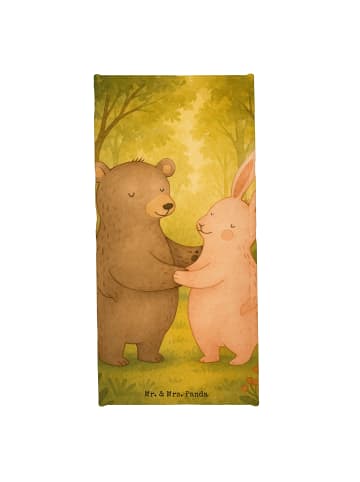 Mr. & Mrs. Panda Badehandtuch Bär und Hase Umarmen Design ohne S... in Grau Pastell
