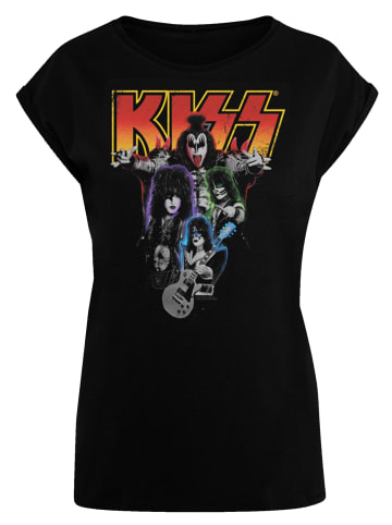 F4NT4STIC Extended Shoulder T-Shirt Kiss Rock Band Neon in schwarz