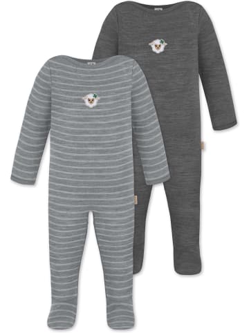Normani Outdoor Sports 2er Pack MERINO Baby Merino Strampler „Levin" in Grau/Anthrazit